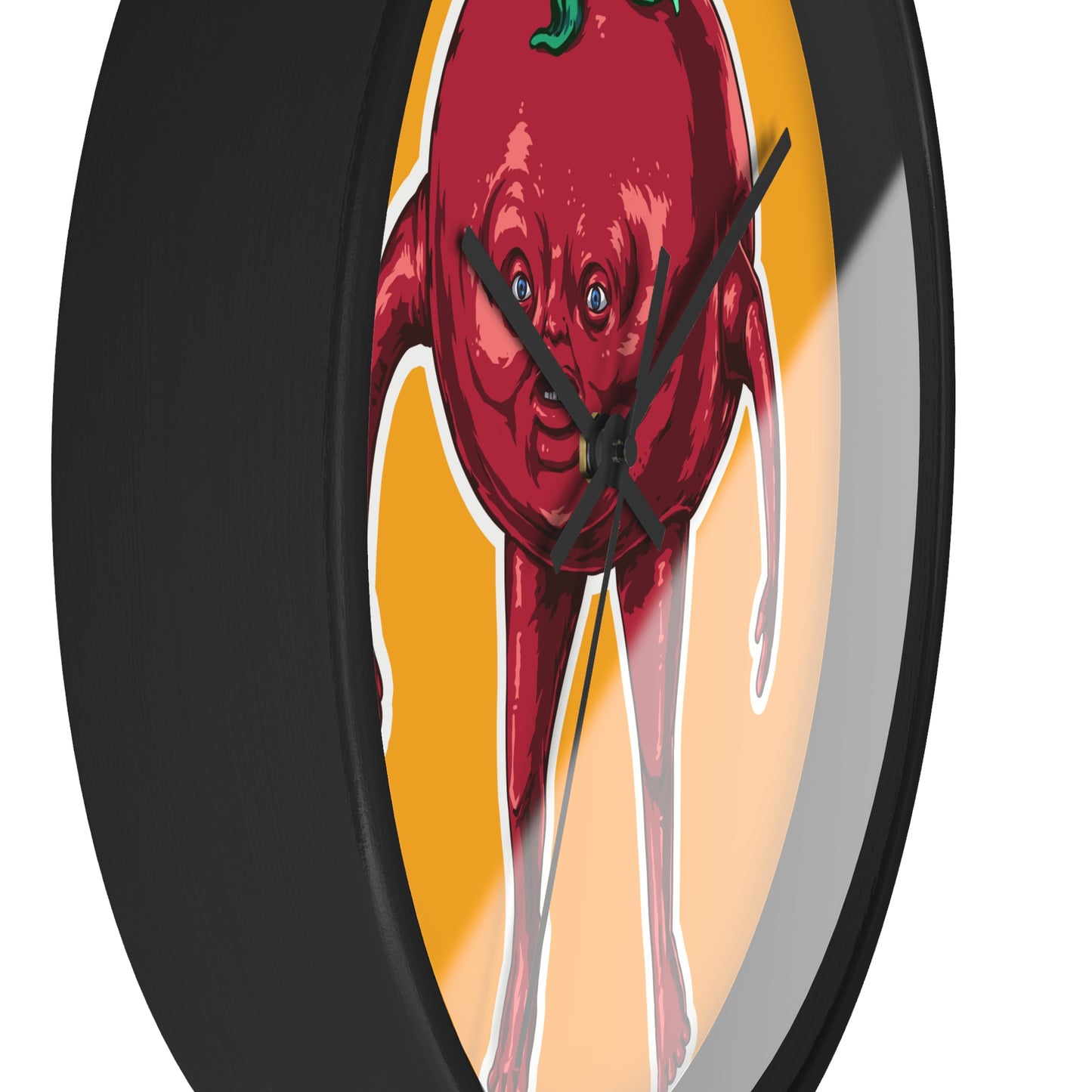 Quirky Tomato Wall Clock - Fun Kitchen Decor, Gift for Chefs, Cartoon Decoration, Unique Home Accent, Foodie Gift Idea