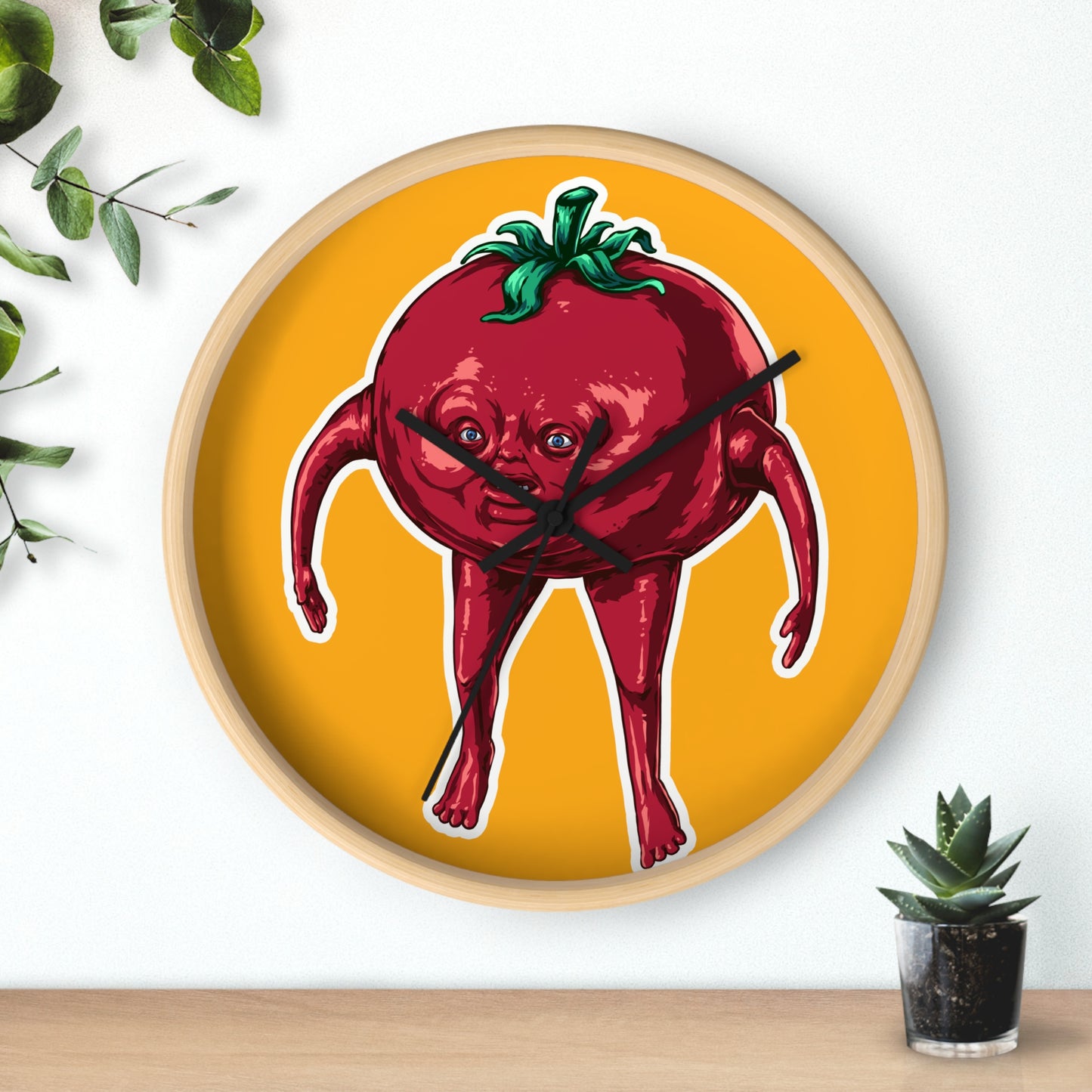 Quirky Tomato Wall Clock - Fun Kitchen Decor, Gift for Chefs, Cartoon Decoration, Unique Home Accent, Foodie Gift Idea