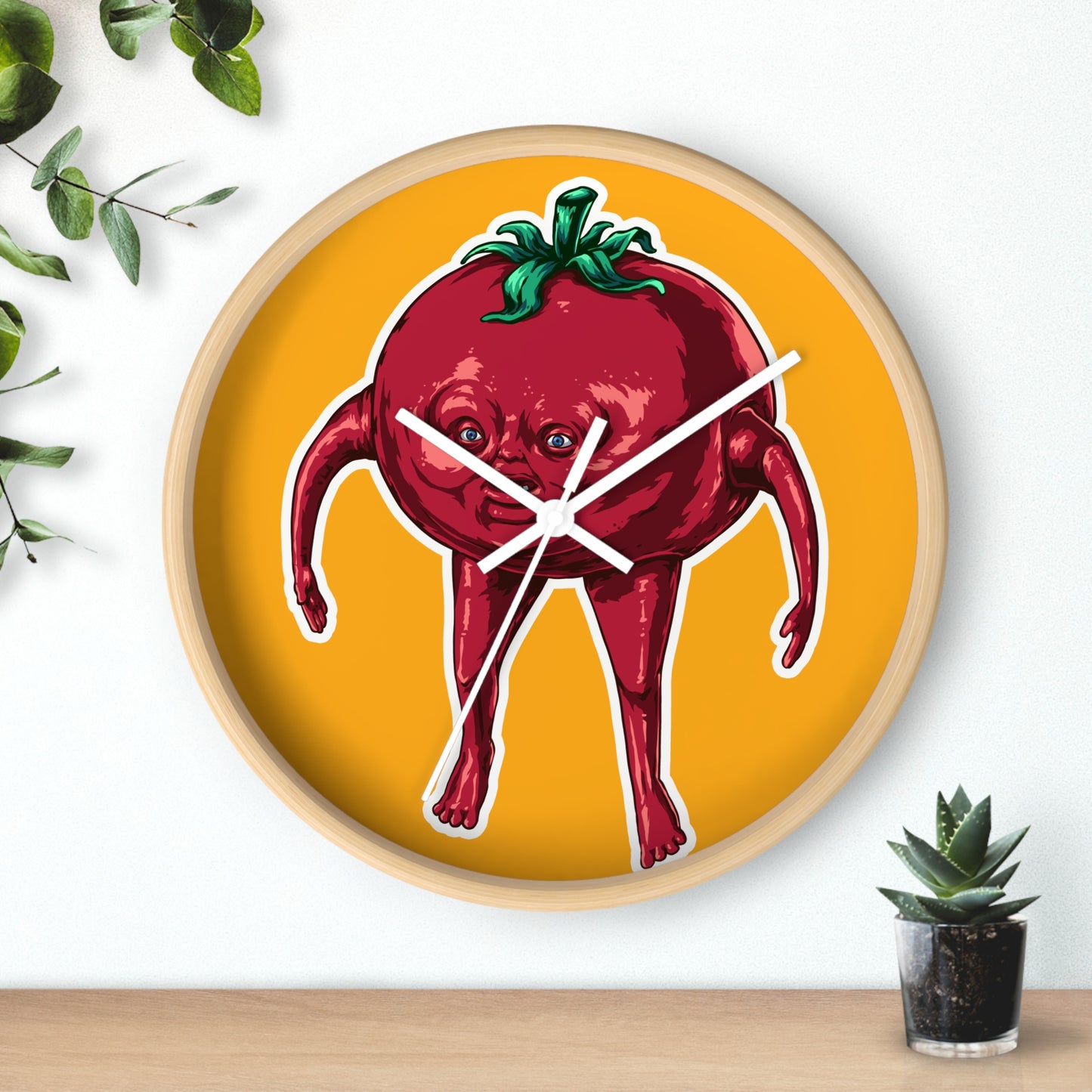 Quirky Tomato Wall Clock - Fun Kitchen Decor, Gift for Chefs, Cartoon Decoration, Unique Home Accent, Foodie Gift Idea