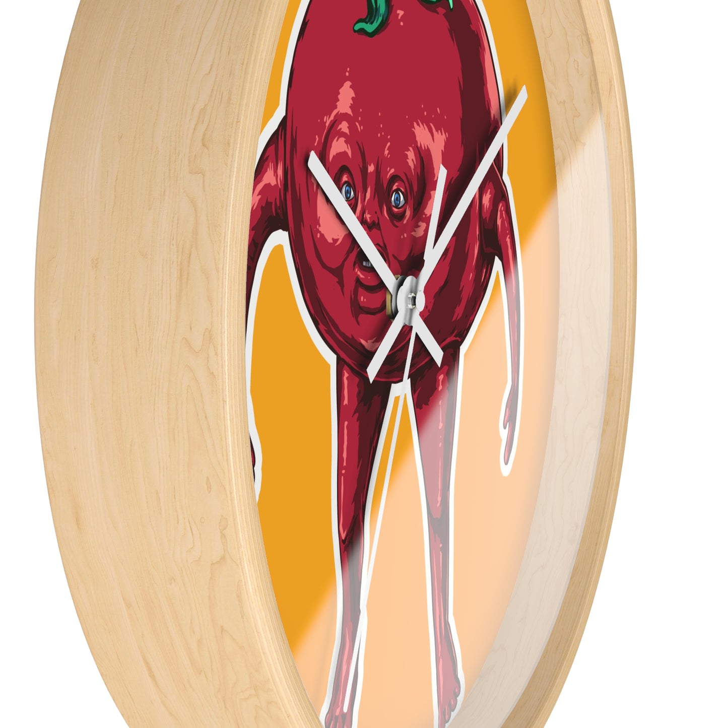 Quirky Tomato Wall Clock - Fun Kitchen Decor, Gift for Chefs, Cartoon Decoration, Unique Home Accent, Foodie Gift Idea