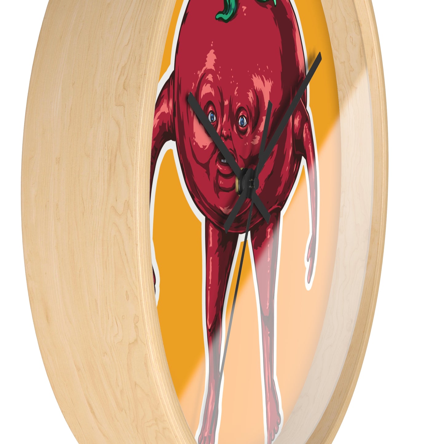 Quirky Tomato Wall Clock - Fun Kitchen Decor, Gift for Chefs, Cartoon Decoration, Unique Home Accent, Foodie Gift Idea