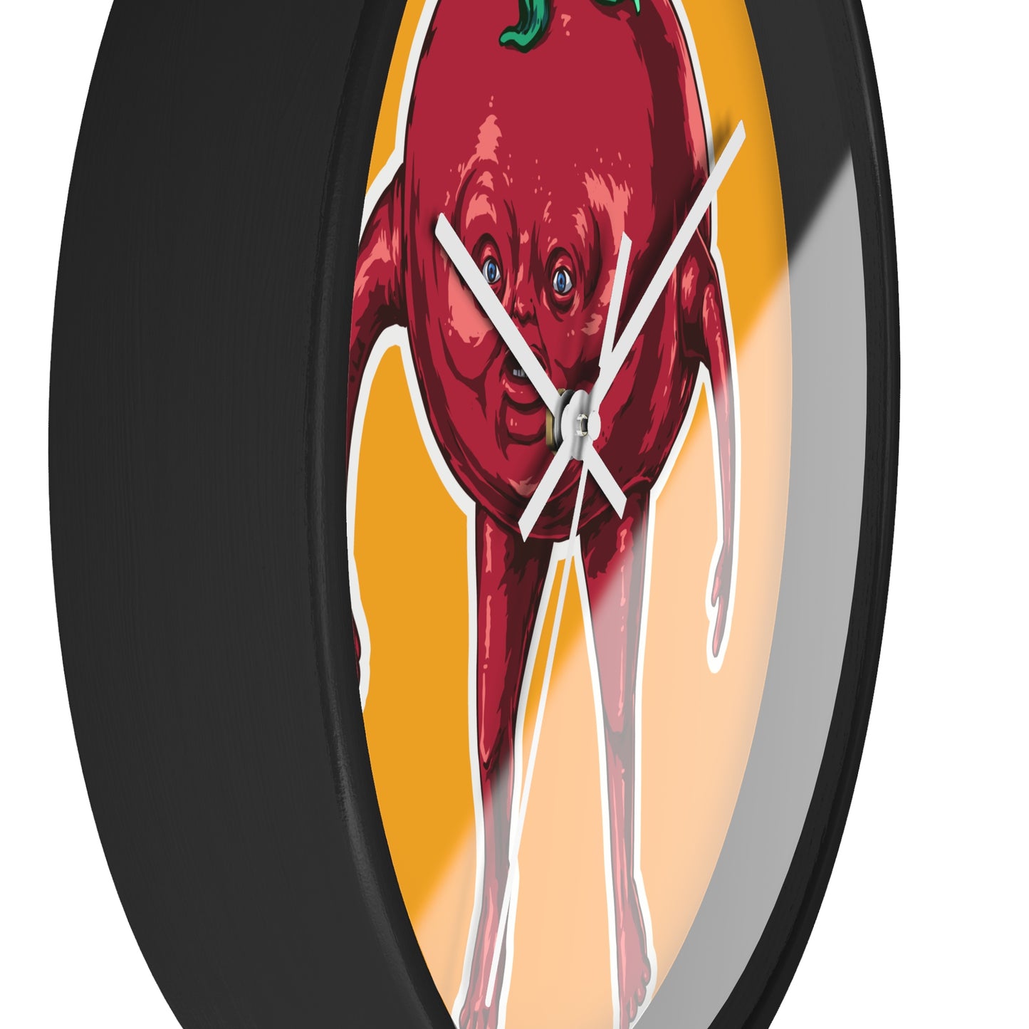 Quirky Tomato Wall Clock - Fun Kitchen Decor, Gift for Chefs, Cartoon Decoration, Unique Home Accent, Foodie Gift Idea